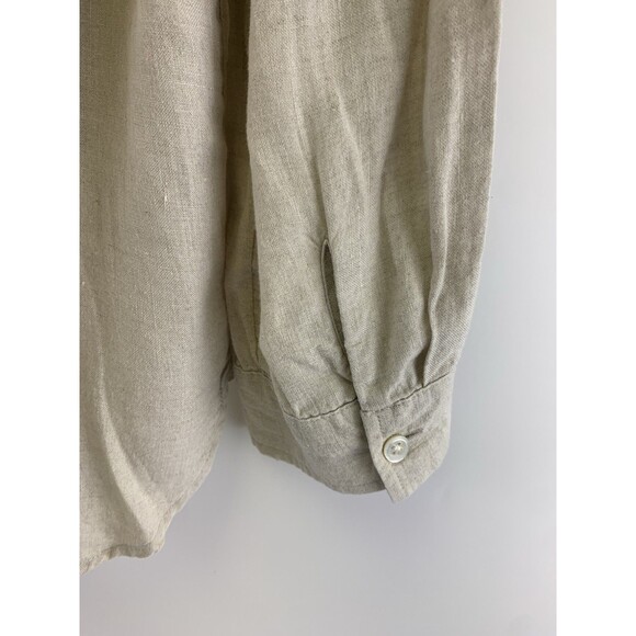 J Jill Linen Button Down Collared Shirt Tan Lightweight Breathable Womens Large - Picture 7 of 12